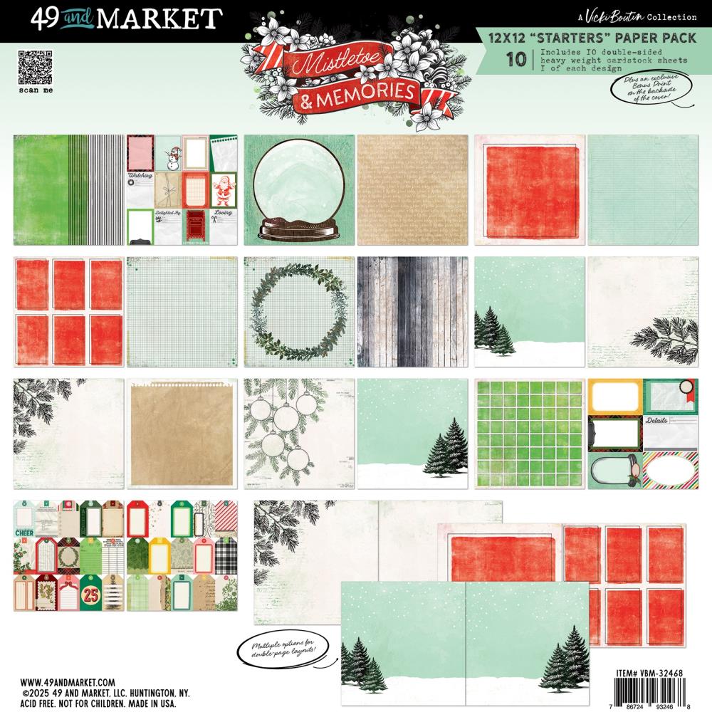 49th and Market, Mistletoe & Memories, 12x12 Starters Paper Pack