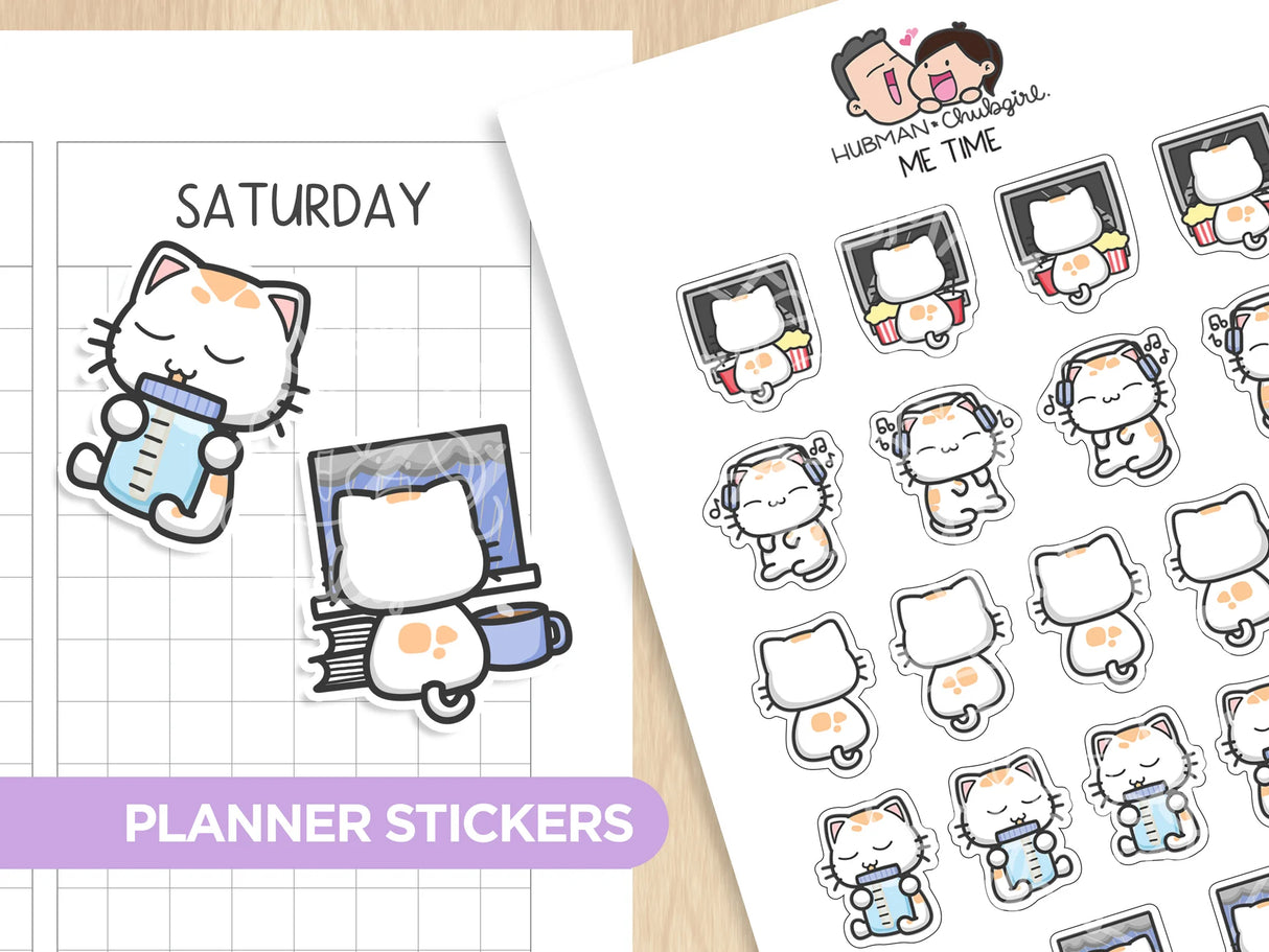 Hubman & Chubgirl Stationary, Me Time Planner Stickers- Kitty Love