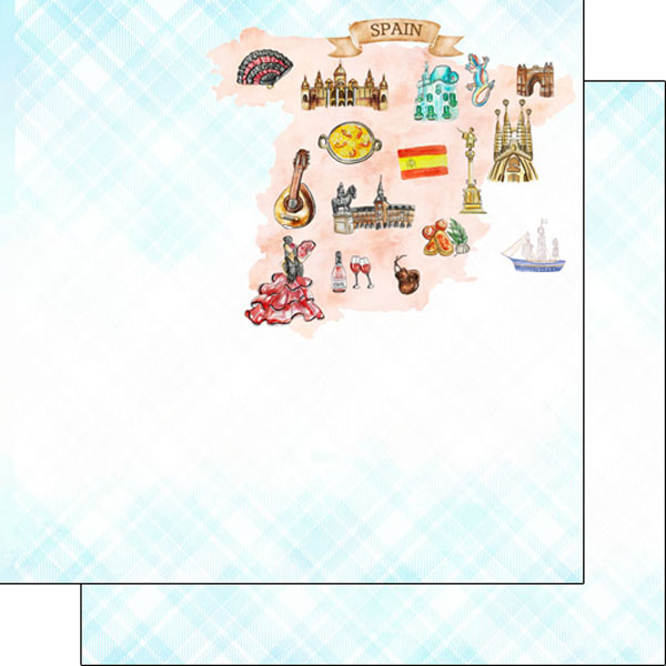 Scrapbook Customs, Spain Map Icons Paper
