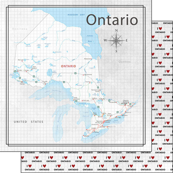 Scrapbook Customs, Canada, Ontario Adventure Map Paper