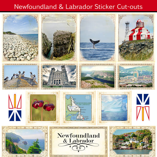 Scrapbook Customs, Canada, Newfoundland Sightseeing Sticker Cut Outs
