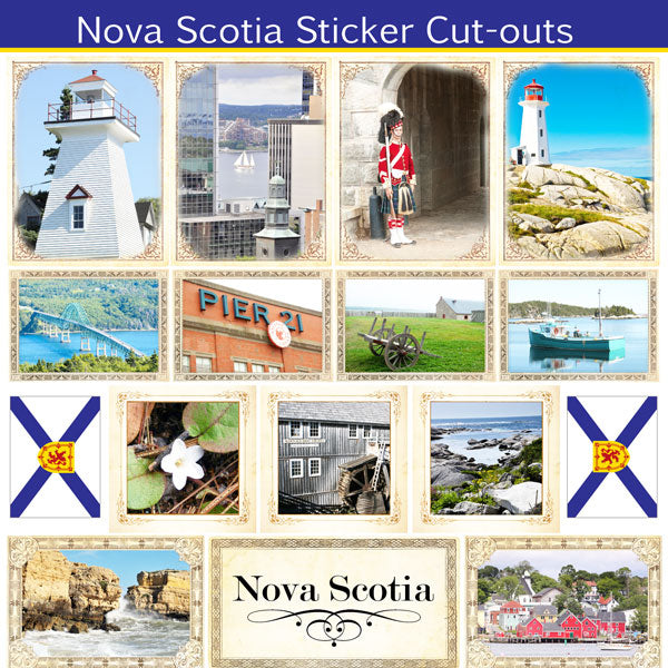 Scrapbook Customs, Canada,Nova Scotia Sightseeing Sticker Cut Outs