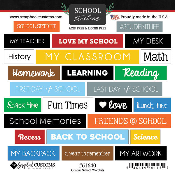 Scrapbook Customs, Generic School Wordbits
