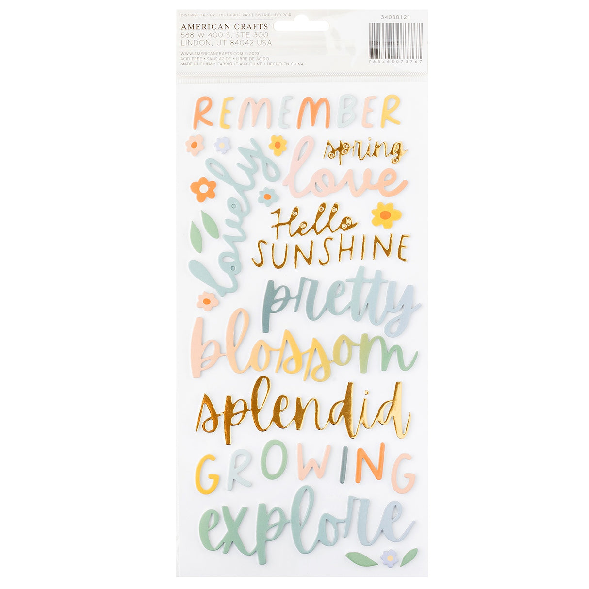 American Crafts, Pebbles, Thickers, Titles - Sunny Blooms