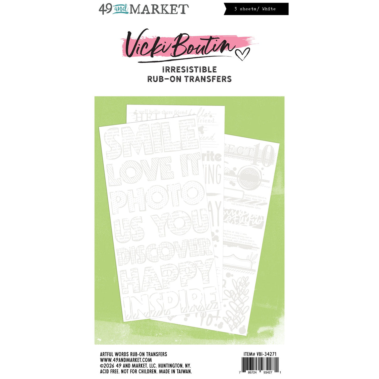 49 and Market, Vicki Boutin, Irresistible Rub-On Transfers - Words