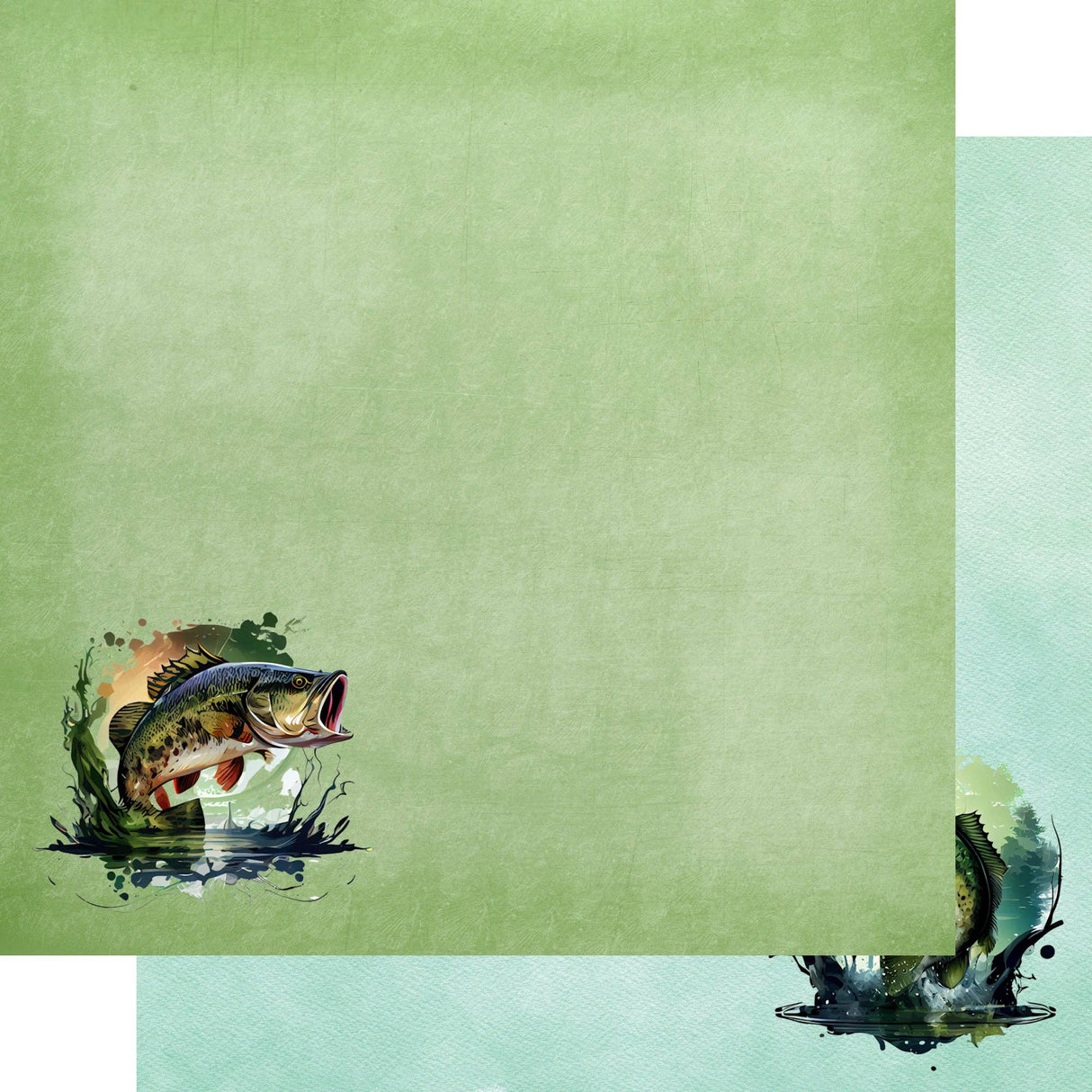 SSC Designs, Watercolor Wildlife Collection Bass Fishing 12 x 12 Double-Sided Scrapbook Paper