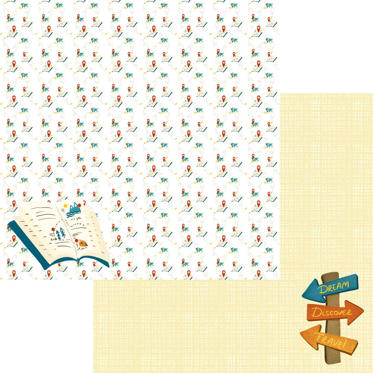 SSC Designs, Let's Go Traveling Collection, Which Way To Vacay 12 x 12 Double-Sided Scrapbook Paper