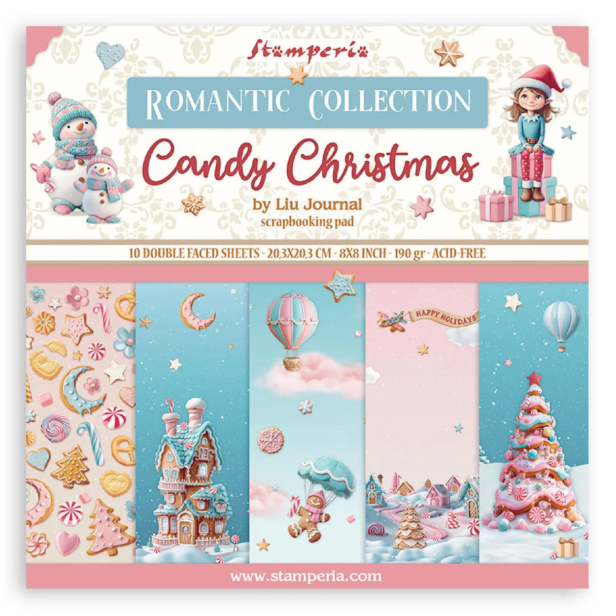 Stamperia, Candy Christmas 8x8- 10 Sheet pack