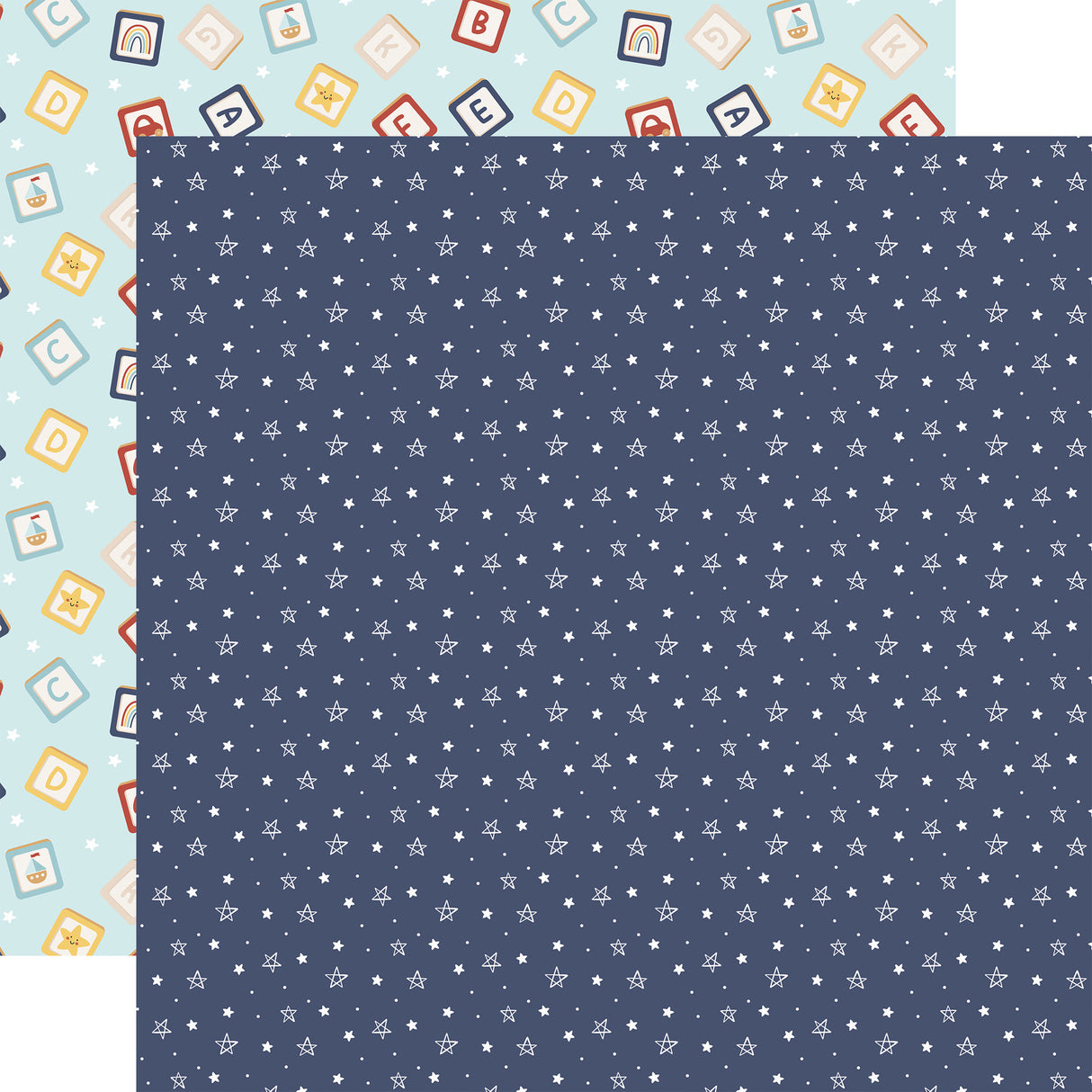 Echo Park, 12X12 Patterned Paper, Baby on Board Boy - I Love You Stars