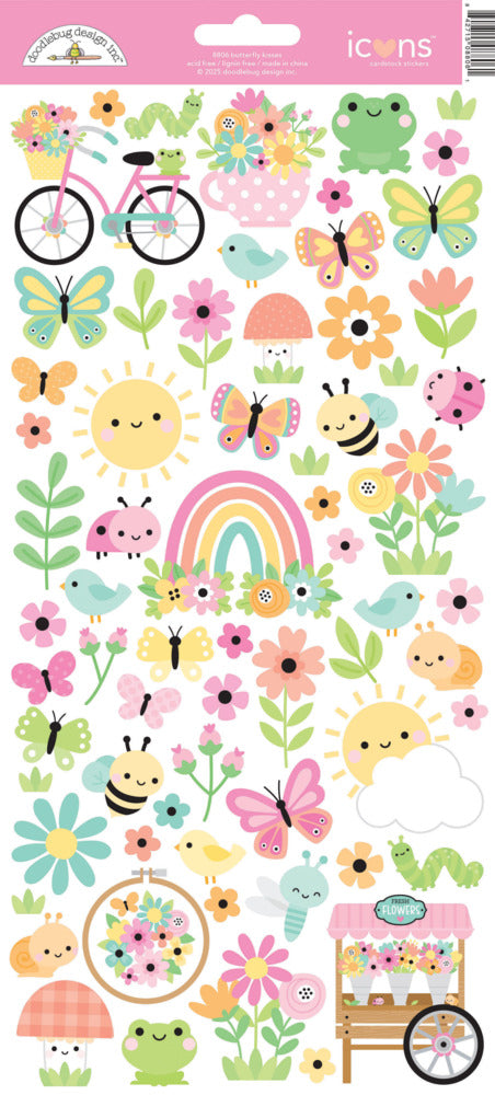 Doodlebug, Icons Stickers, Butterfly Kisses
