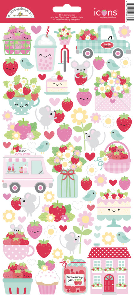 Doodlebug, Icons Stickers, Berry Sweet