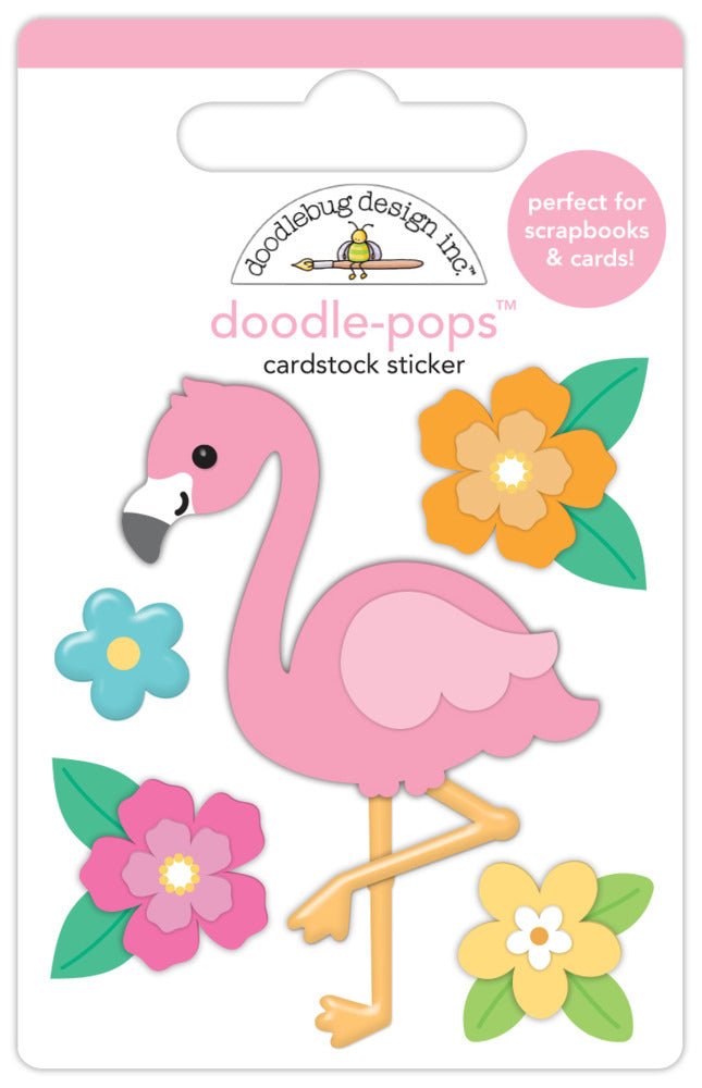 Doodlebug, Doodle-Pops 3D Cardstock Sticker, Flora Flamingo