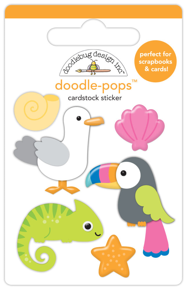 Doodlebug, Doodle-Pops 3D Cardstock Sticker, Tropical Trio