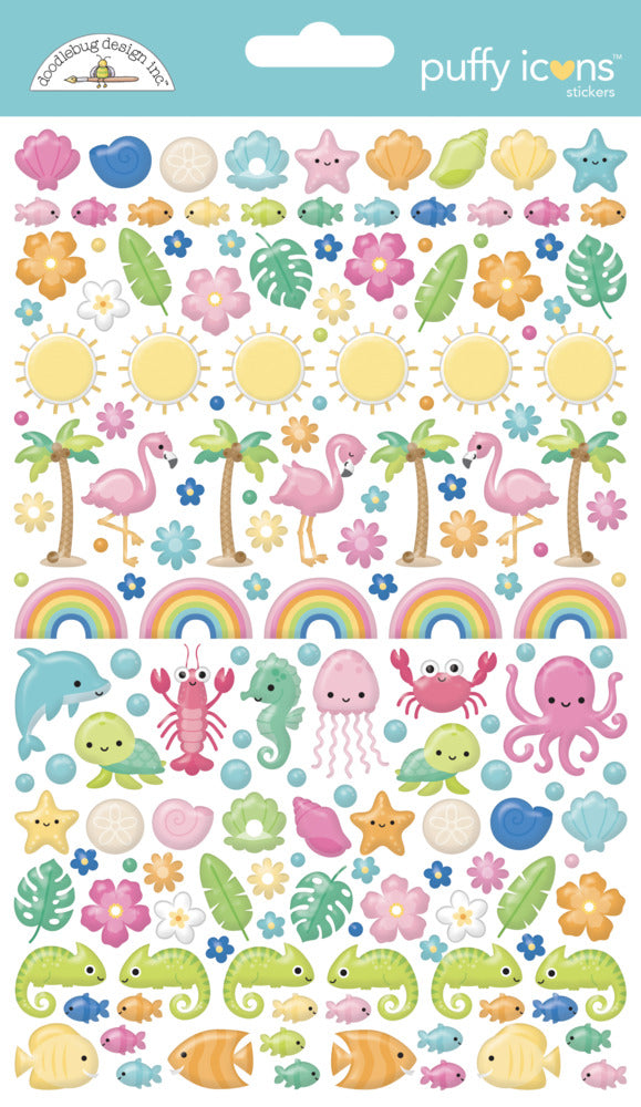 Doodlebug, Puffy Icons Stickers, Summer Fun