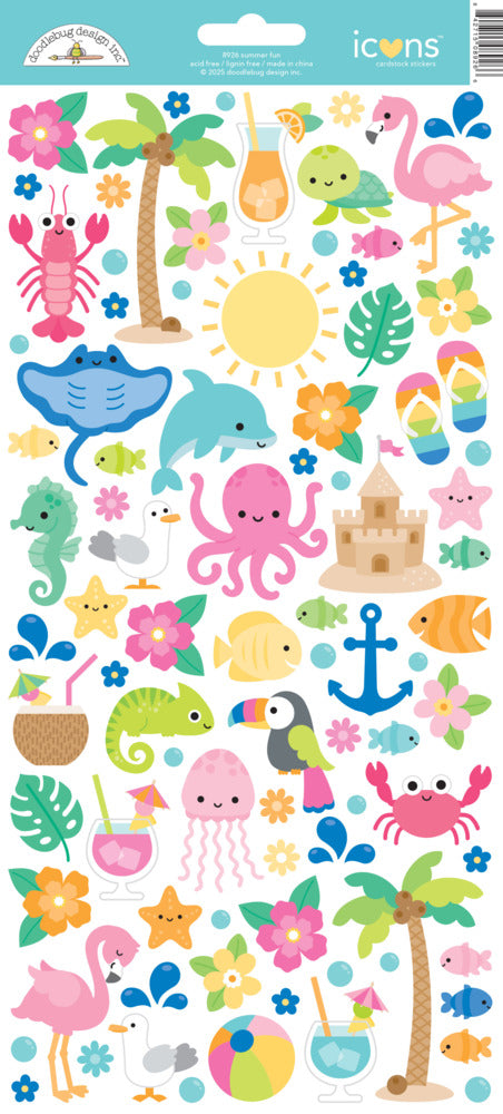 Doodlebug, Icons Stickers, Summer Fun