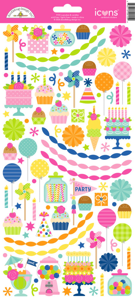 Doodlebug, Icons Stickers, Cupcakes & Candles