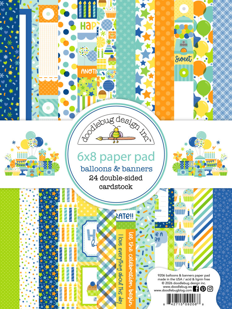Doodlebug, 6X8 Paper Pad, Balloons & Banners