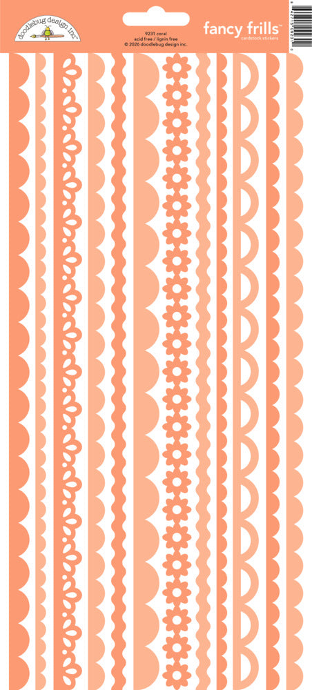 Doodlebug, Fancy Frills Stickers, Coral Pre-order