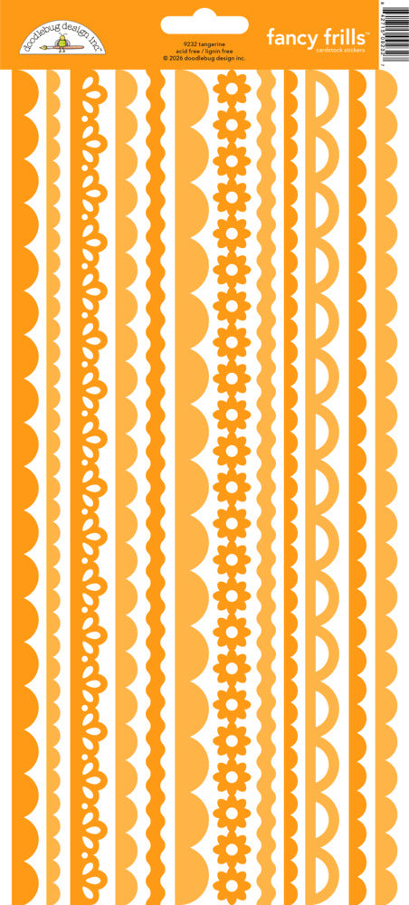 Doodlebug, Fancy Frills Stickers, Tangerine Pre-order