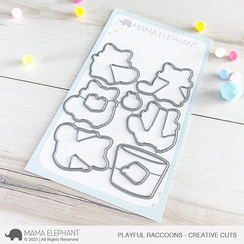 Mama Elephant, Playful Racoons Stamp& Die Cut