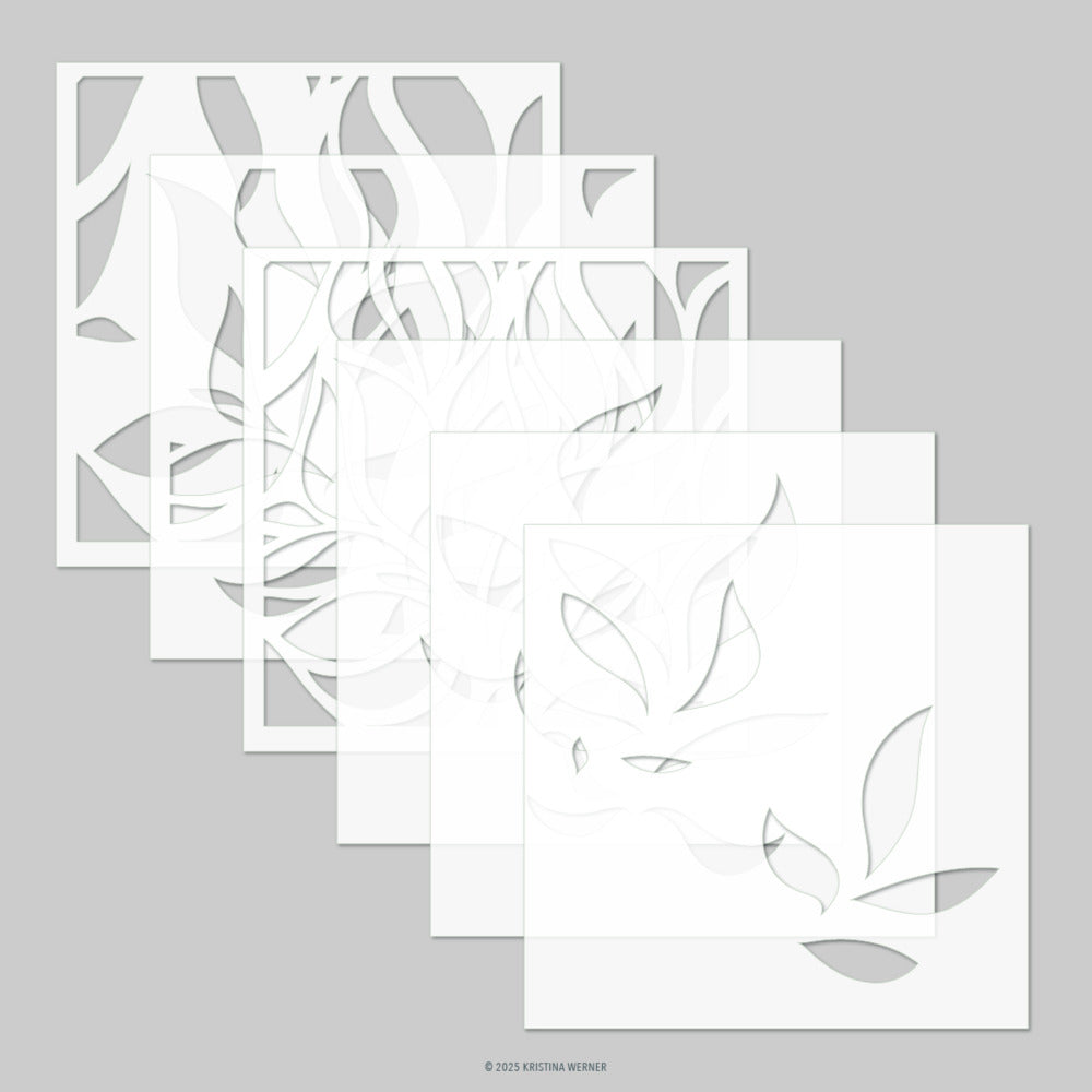 Concord & 9th, Kristina Werner, Long Line Leaves, Stencil Pack