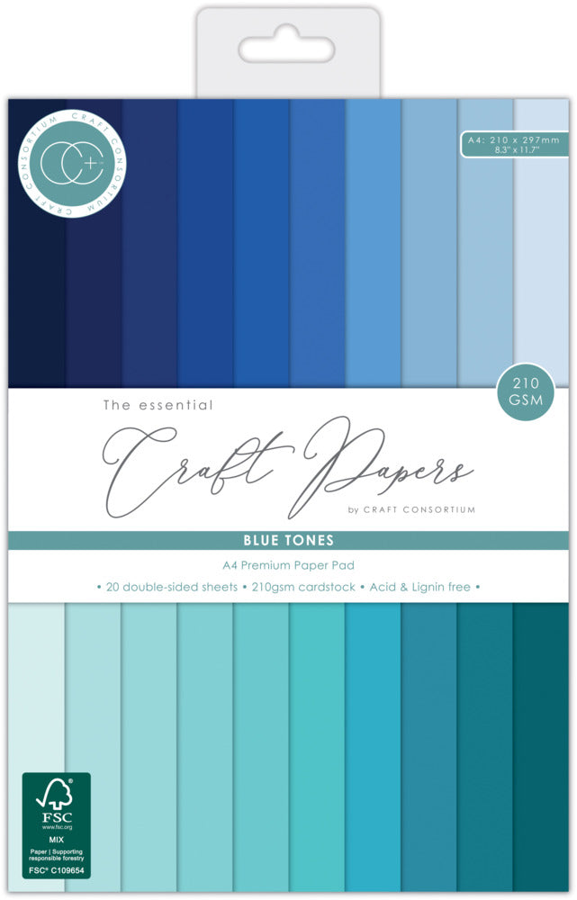 Craft Consortium, A4 Premium Cardstock Pad, Blue Tones