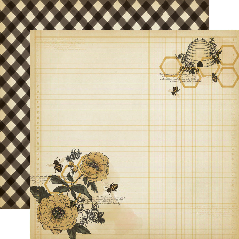 Echo Park, Carta Bella, 12X12 Patterned Paper, Honey Bee - Bee Kind Layout