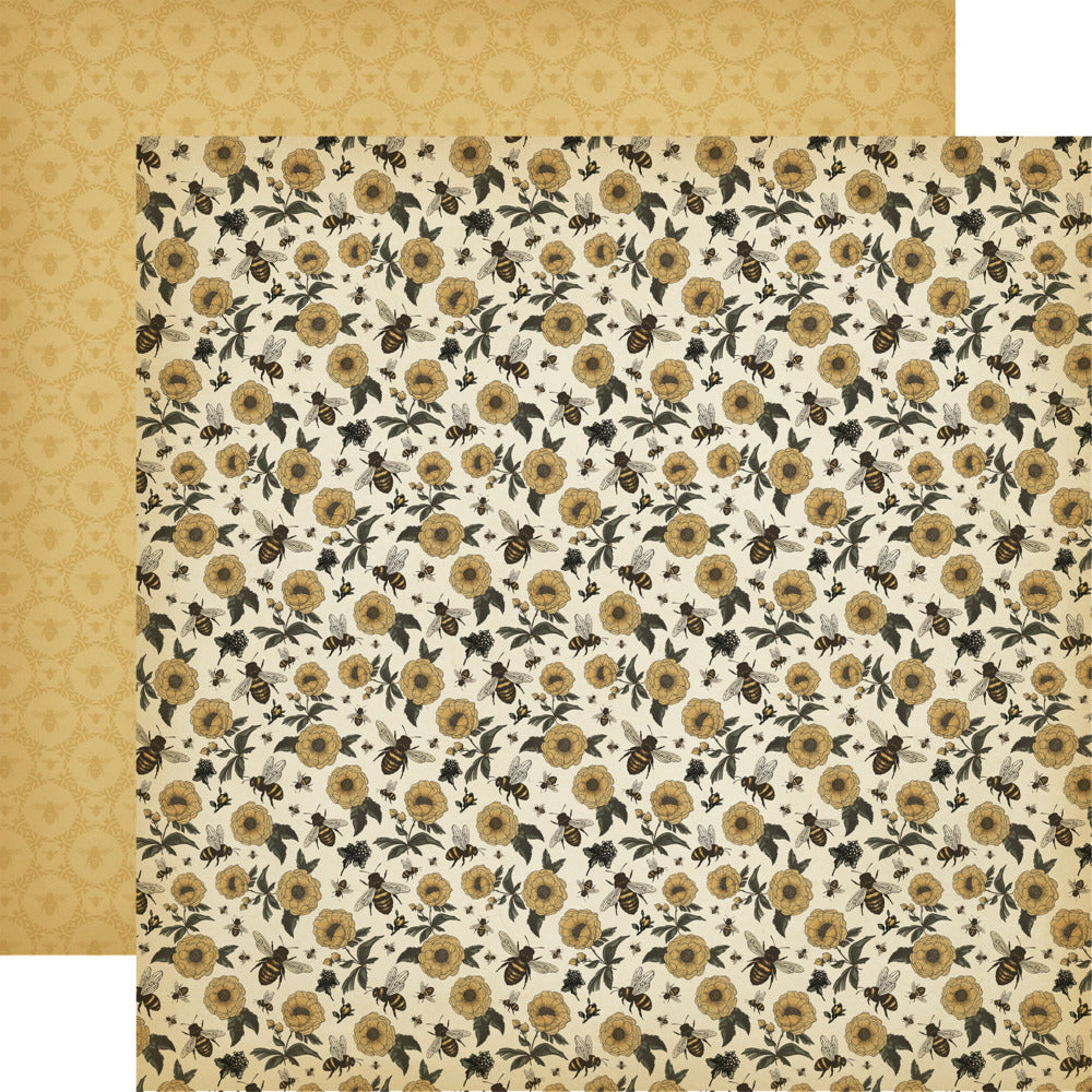 Echo Park, Carta Bella, 12X12 Patterned Paper, Honey Bee - Queen Bee Floral