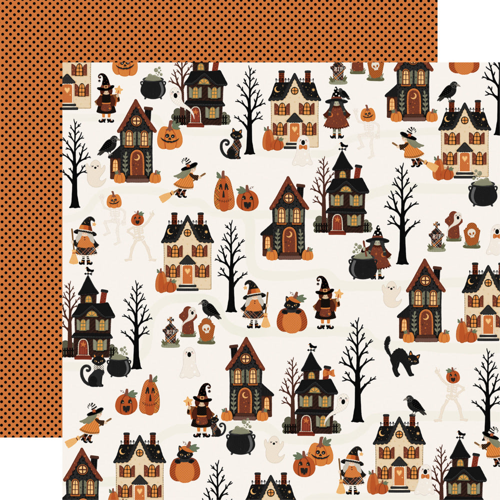 Echo Park, 12X12 Patterned Paper, Handmade Halloween - Haunted Halloween Street