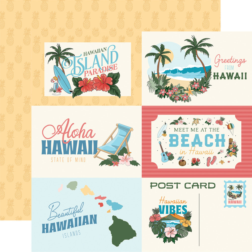 Echo Park, Carta Bella, 12X12 Patterned Paper, Hawaii - 6x4 Journaling Cards