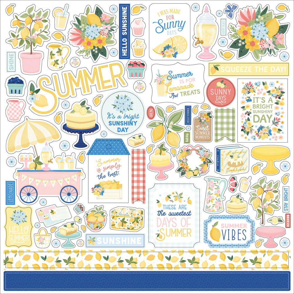 Echo Park, Carta Bella, 12X12 Element Sticker Sheet, Lemonade