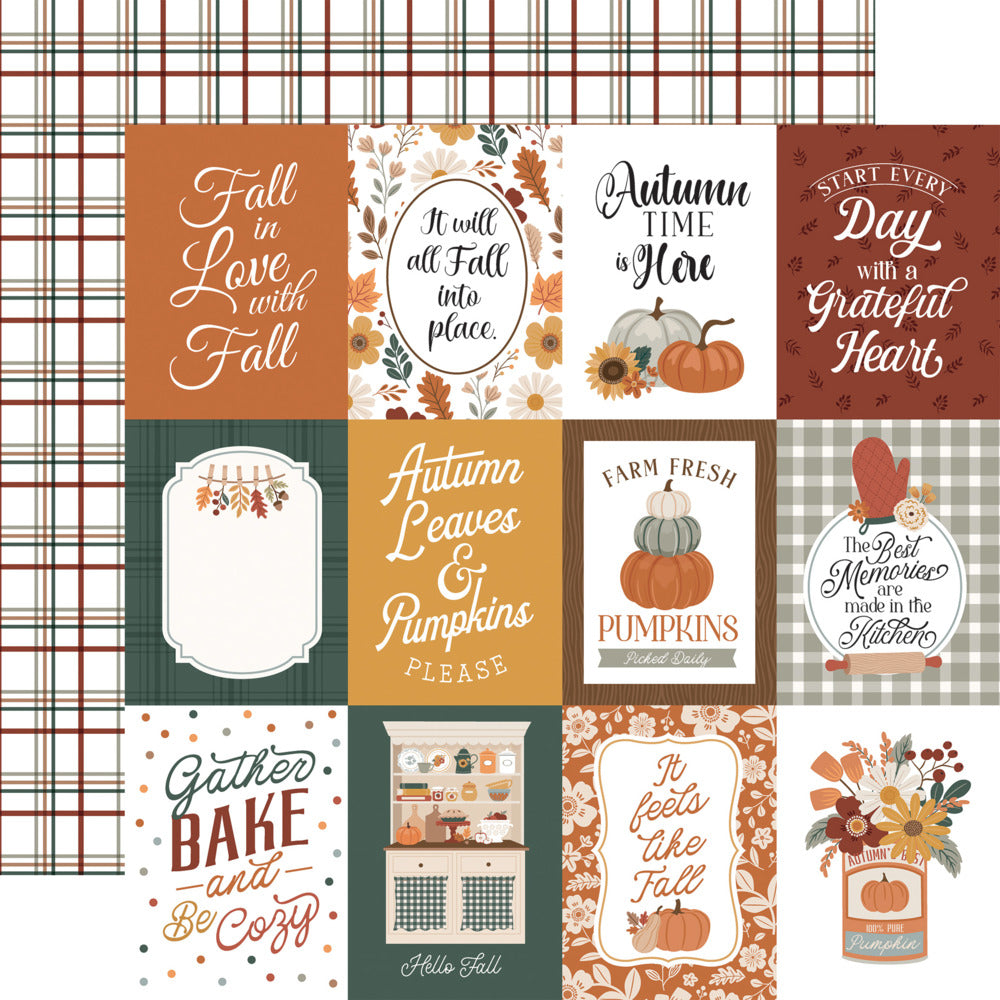 Echo Park, 12X12 Patterned Paper, Feels Like Fall - 3x4 Journaling Cards