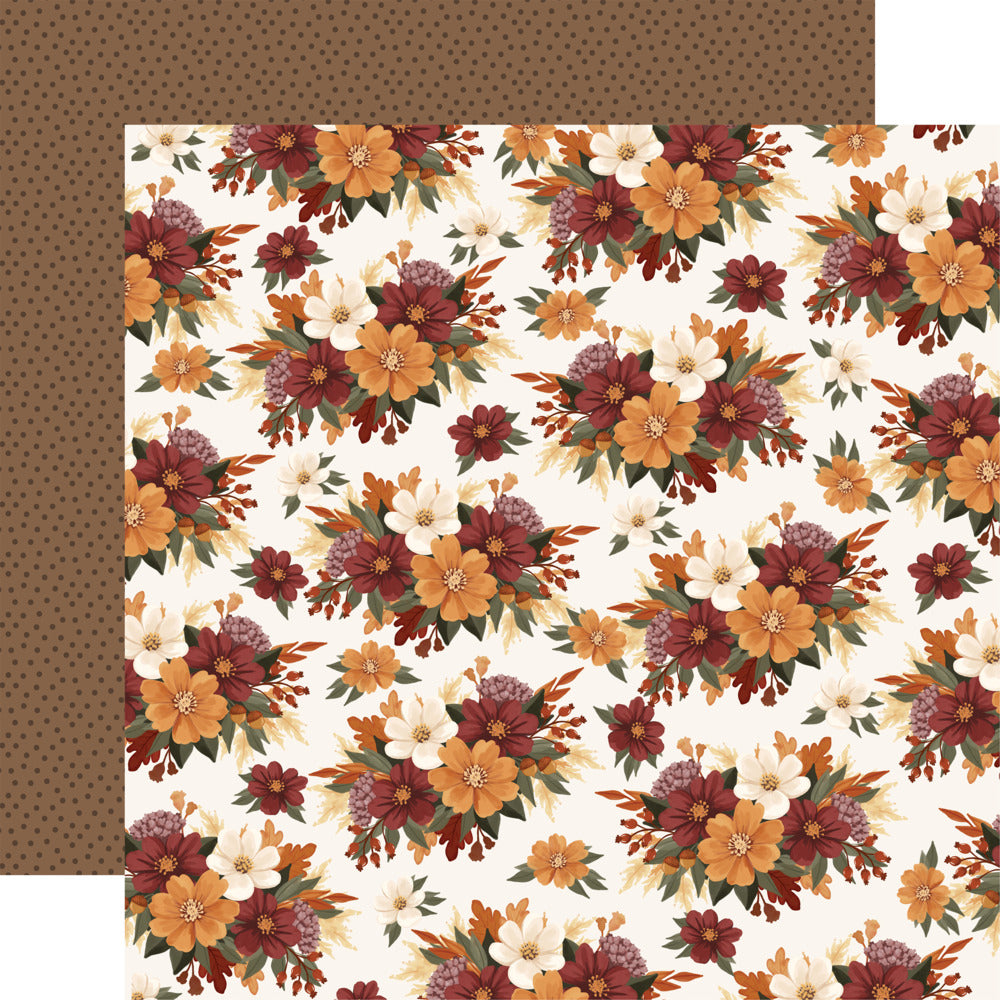 Echo Park, 12X12 Patterned Paper, Here Comes Autumn - Fall Floral Bunches