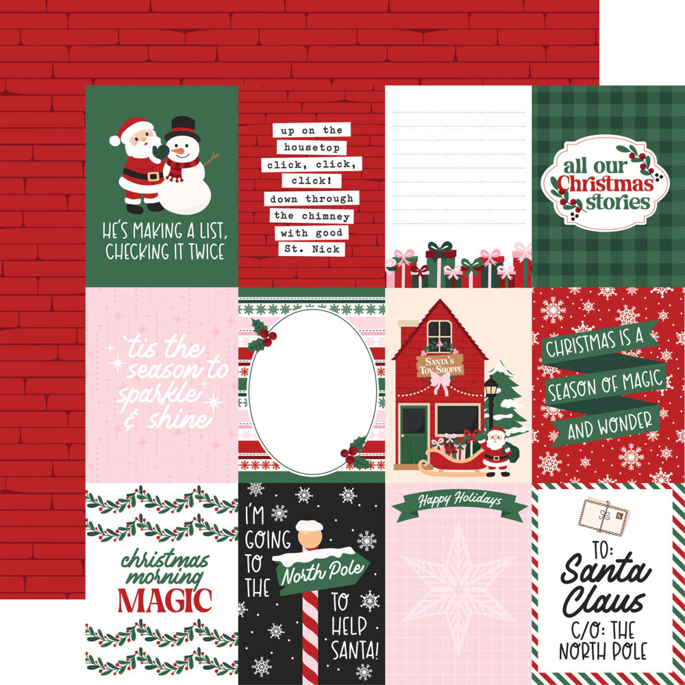 Echo Park, 12X12 Patterned Paper, North Pole Christmas - 3x4 Journaling Cards