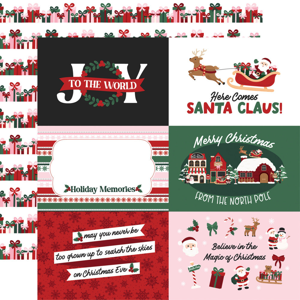 Echo Park, 12X12 Patterned Paper, North Pole Christmas - 6x4 Journaling Cards