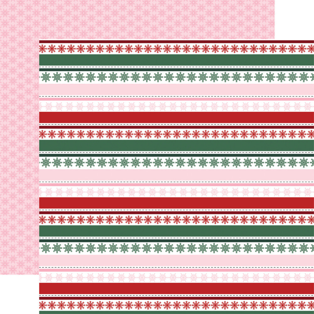 Echo Park, 12X12 Patterned Paper, North Pole Christmas - Snowflake Stripes