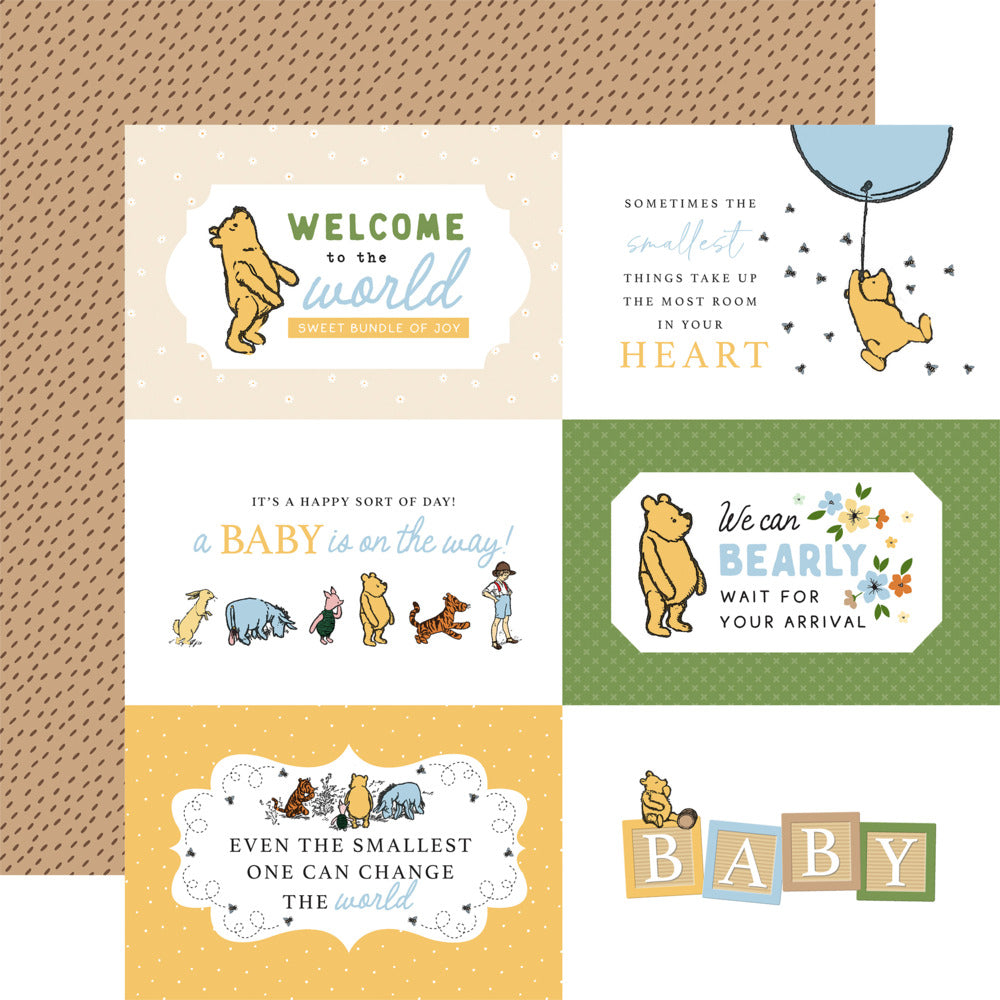 Echo Park, Winnie the Pooh Baby, 6x4 Journaling Cards
