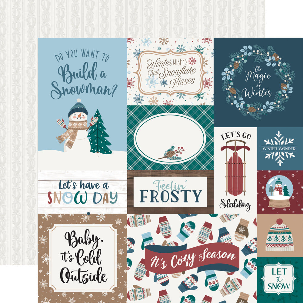 Echo Park, 12X12 Patterned Paper, Wonderful Winter Days - Multi Journaling Cards