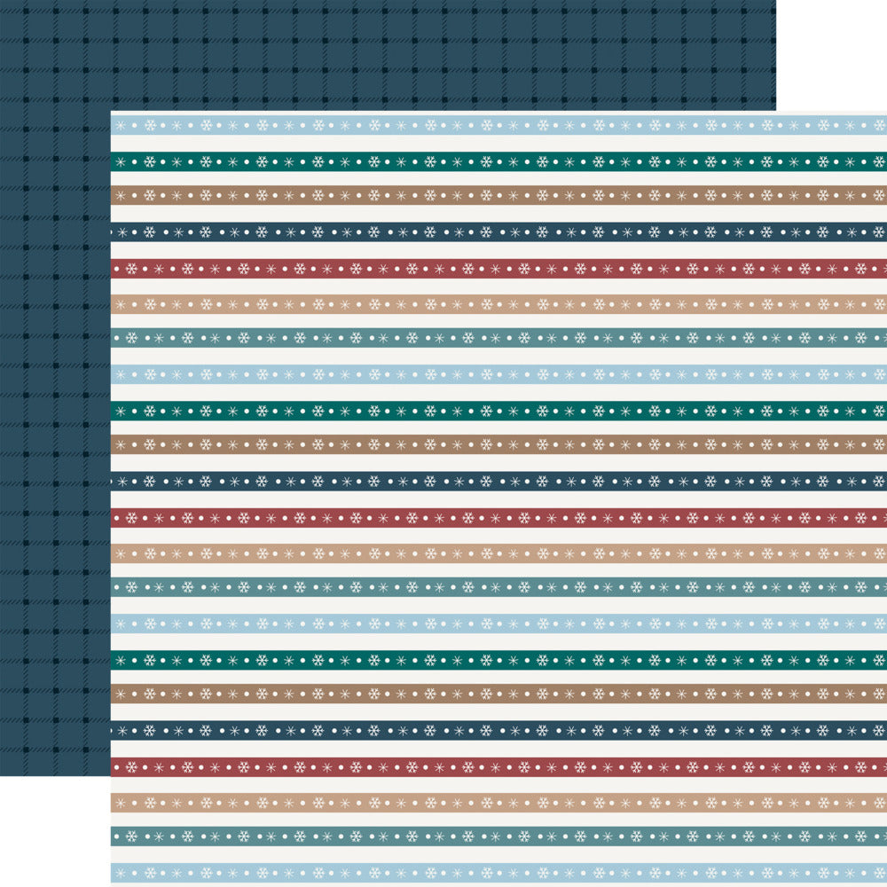 Echo Park, 12X12 Patterned Paper, Wonderful Winter Days - Snowflake Stripe