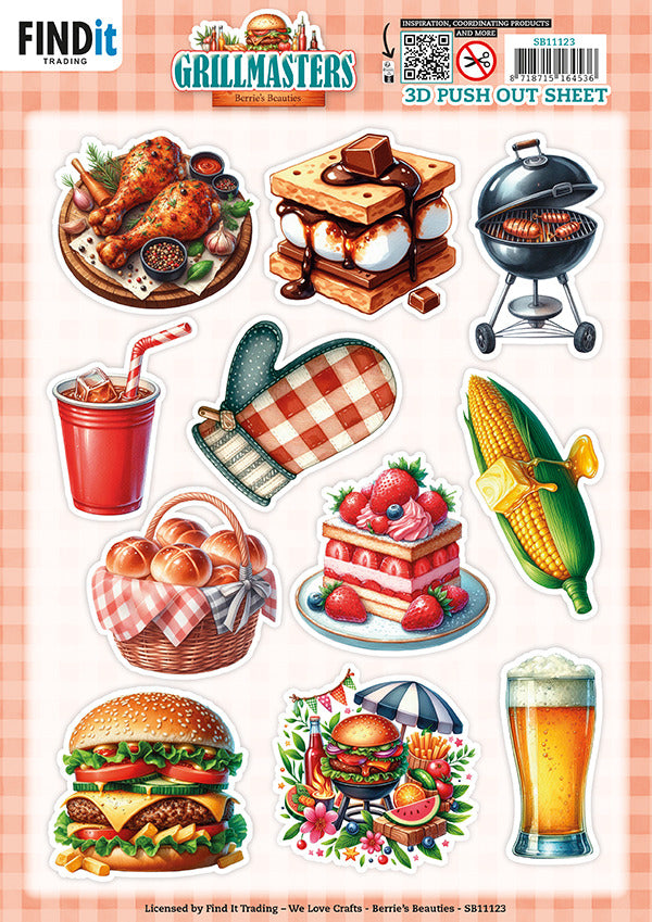 Find It, Berries Beauties 3D Push Out Sheet, Grillmasters - Assorti SB11123
