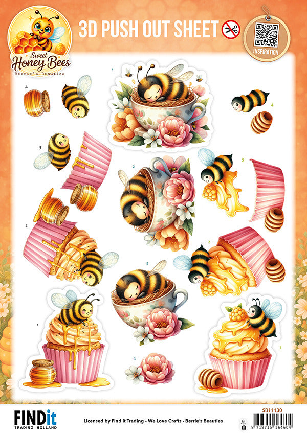 Find It, Berries Beauties 3D Push Out Sheet, Sweet Honey Bees - Honey Bee Delights Pre-order