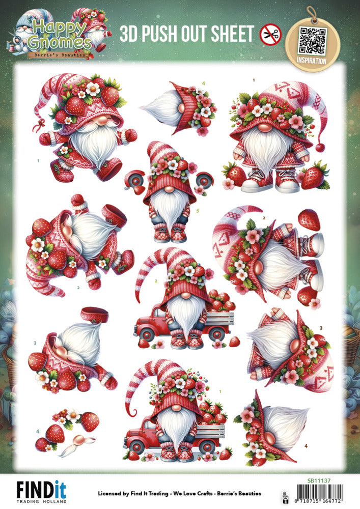 Find It, 3D Push Out Sheet, Happy Gnomes - Berry Cute Pre-order