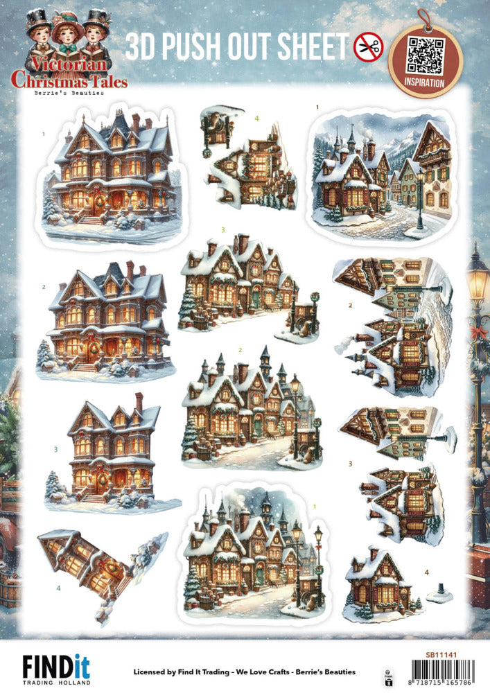 Berries Beauties 3D Push Out Sheet, Victorian Christmas Tales - Home for Christmas SB11141