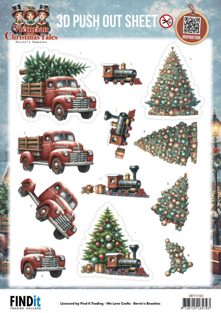 Berries Beauties 3D Push Out Sheet, Victorian Christmas Tales - Underneath the Christmas Tree SB11142