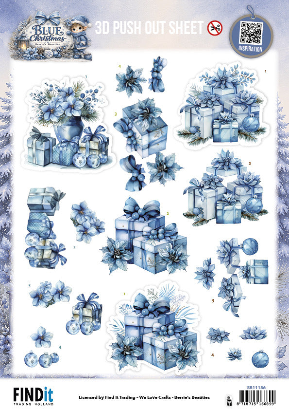 Find it, Berries Beauties 3D Push Out Sheet, Blue Christmas - Christmas Presents Pre-order