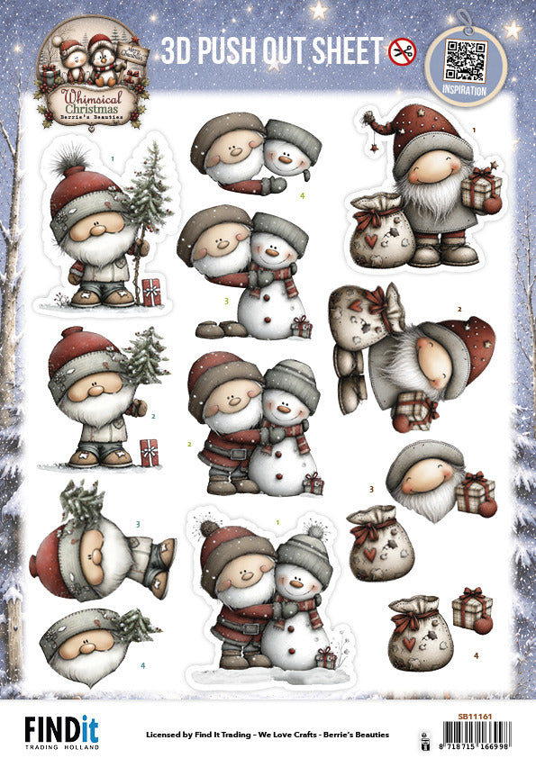 Find It, Berries Beauties 3D Push Out Sheet, Whimsical Christmas - Santa Claus Pre-order