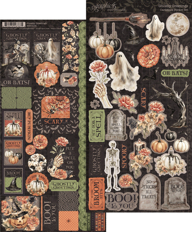 Graphic 45, Sticker Set, Ghostly Greetings