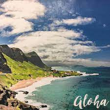 Scrapbook Customs, Hawaii Coast, Left Watercolor