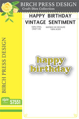 Memory Box, Happy Birthday vintage Sentiment Die Cut