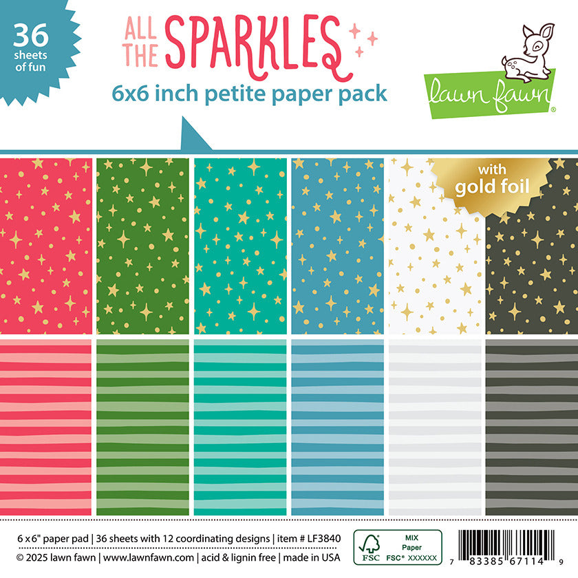 Lawn Fawn, 6X6 Petite Paper Pack, All The Sparkles